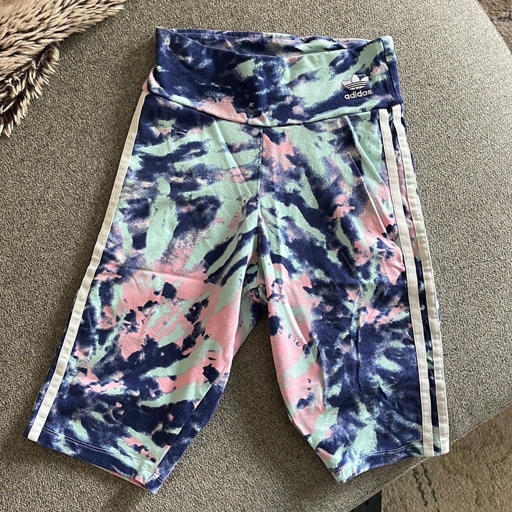 Adidas tie dye bike shorts